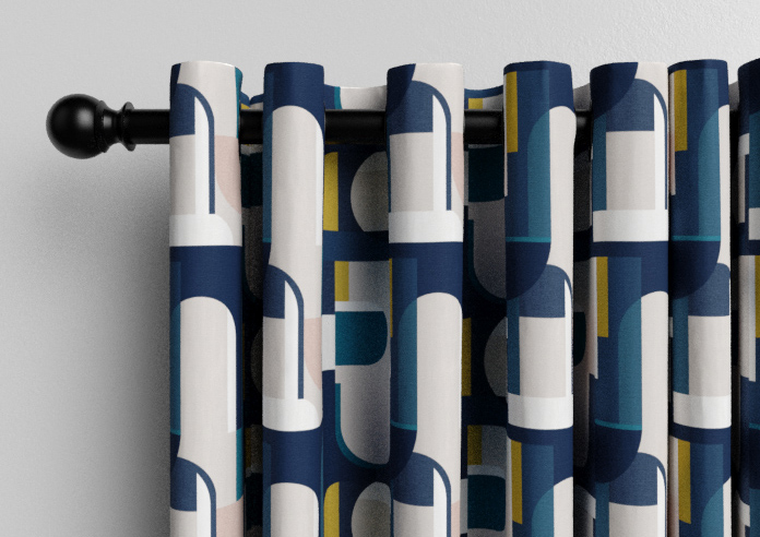 Archways, Navy - Made to Measure Curtains - Image 12